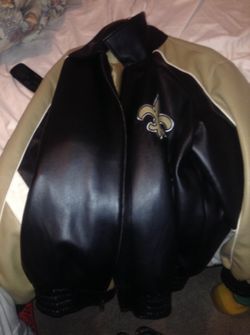 Saints leather coat medium
