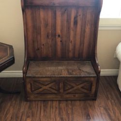 Antique Bench Chest Under Seat 100% Wood