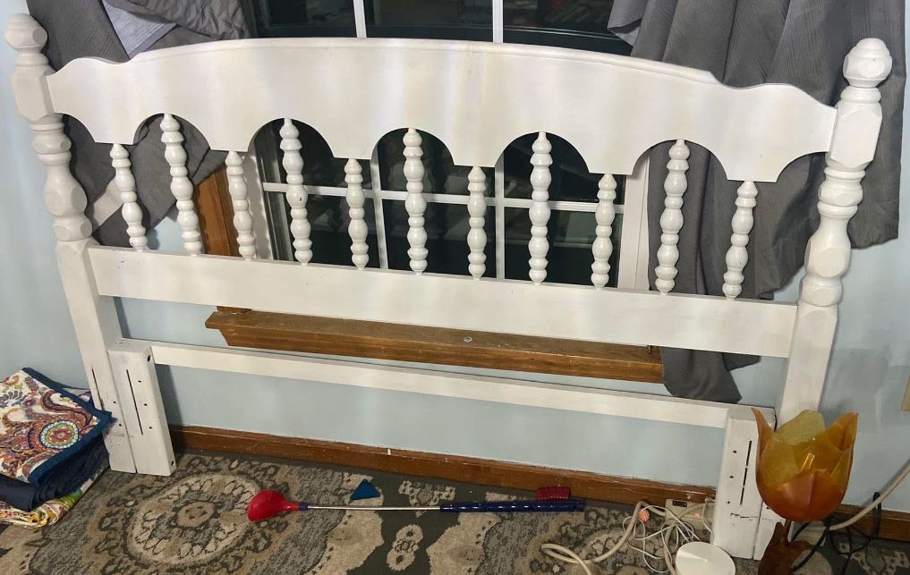 White Solid Wood Queen Headboard