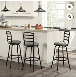 Set of 3 Swivel Ladder Back Bar Stools