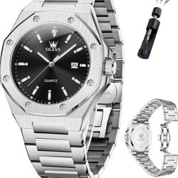 Brandnew  Mens Watches Octagonal Luxury Stainless Steel Dress Watches for Men Quartz Analog Large Face Luminous Relojes para Hombres