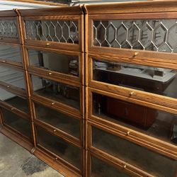 Set Of 3 Five Shelf barrister Cabinets Lawyer Bookshelf Glass Cabinet For Down Door