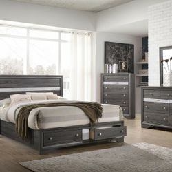 Gray Platform Bedroom Set 5pc