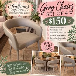 Gray Curved Back Dining Chairs Set of 4