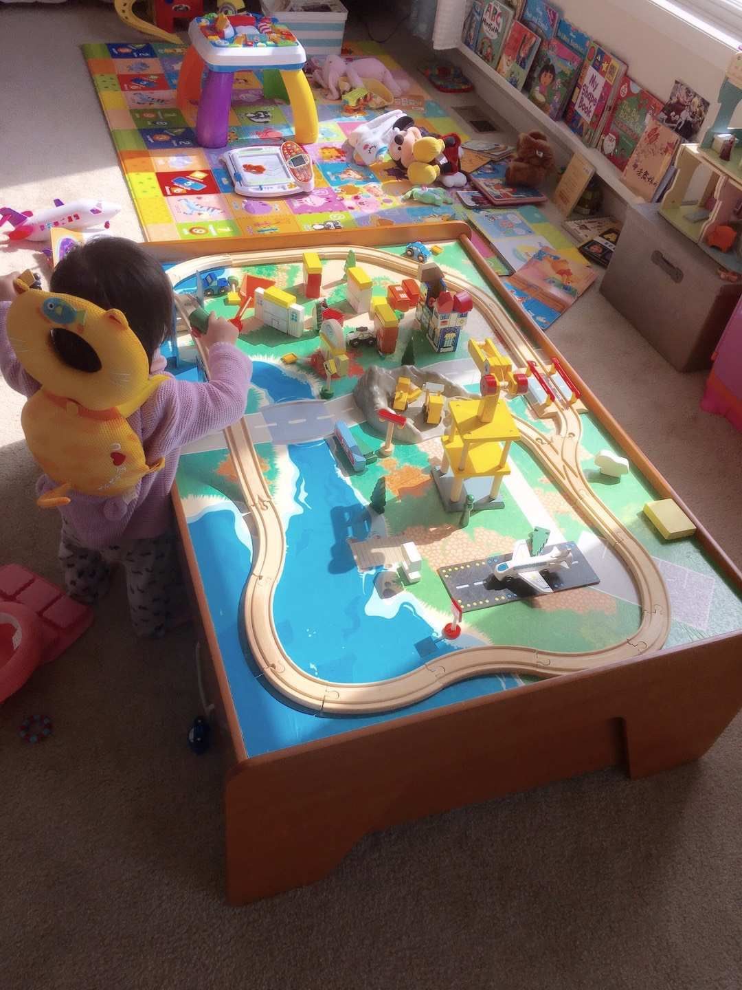 Large Train Table With Rolling Storage
