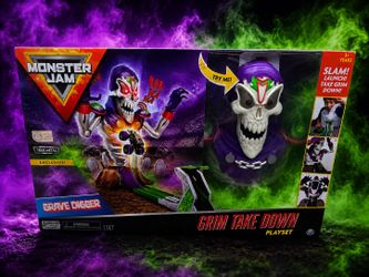 Monster Jam Grim Take Down Playset with Grave Digger Monster Truck New 2019