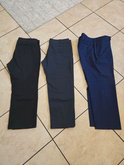 Lot of 3 mens 40x30 slacks pants khakis black blue check