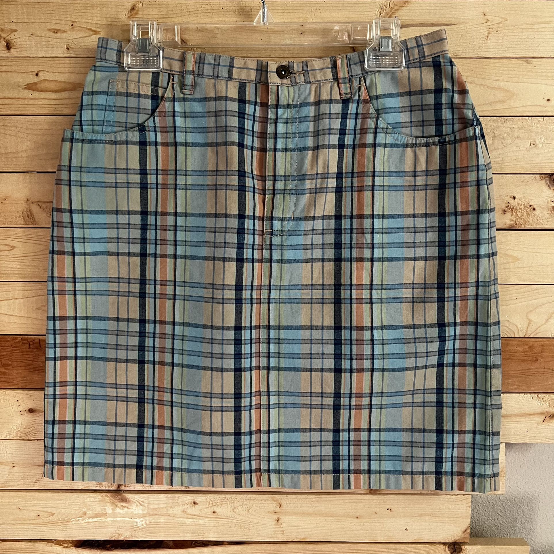 Liz Claiborne Blue Beige Plaid vintage Skirt size 10