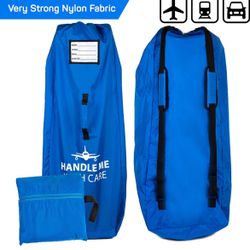 Travel Gate Check Bag For Airplane - Umbrella Stroller Size 45x12x16 600D Nylon Waterproof, Adjustable Shoulder Strap, Blue