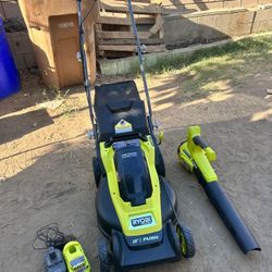 RYOBI
ONE+ 18V 16 in. Cordless Battery Walk Behind Push Lawn Mower and Blower with 4.0 Ah Battery and Charger