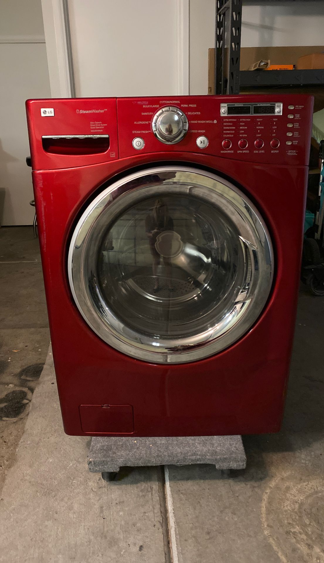 LG steam washer red front load washing machine