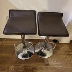 2 Brown Leather Stools Near Millenia Mall