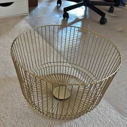 World market - Gold Wired Basket For Blankets Or Towels 