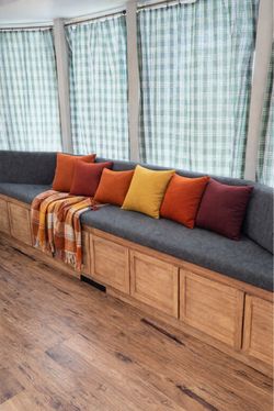 Wood bench for curved 4 front windows