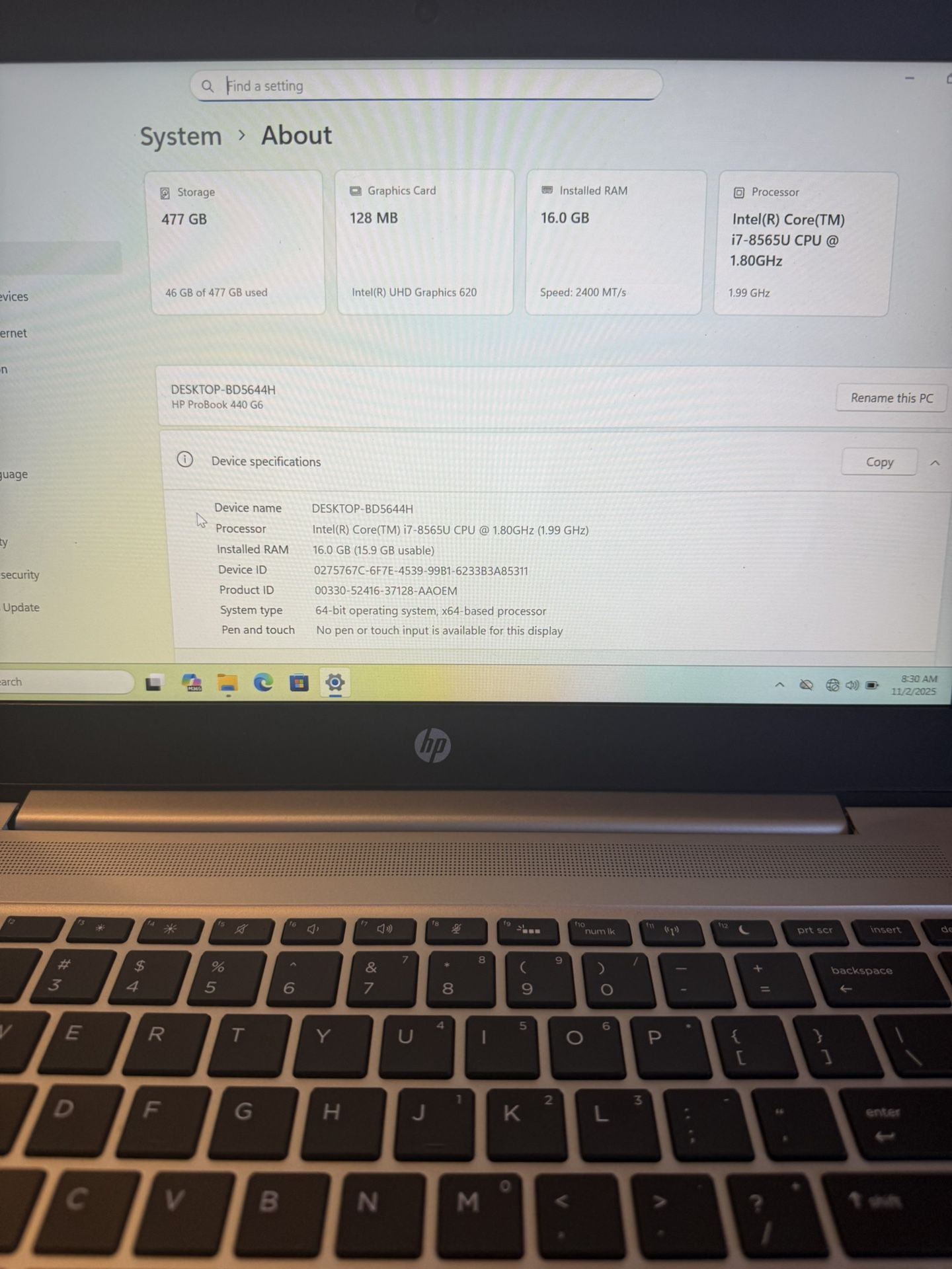 HP ProBook 440G6  - Intel i7