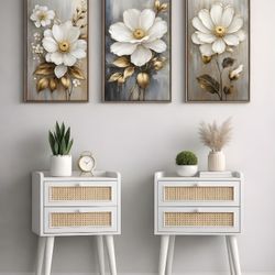 White Bohemian Nightstand Set of 2  (NEW)