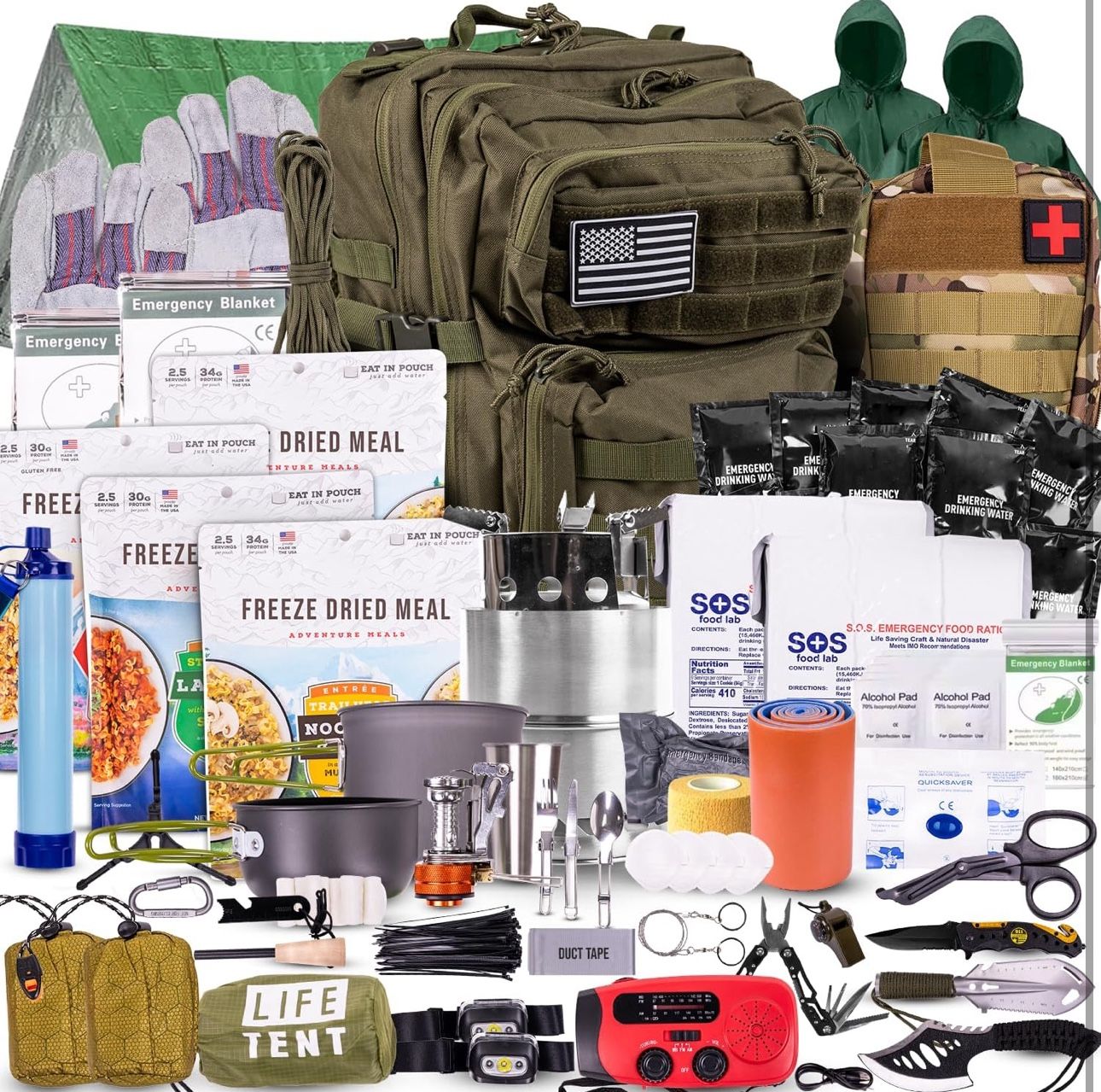 72 Hour Survival Kit Emergency Bug Out Bag with First Aid, Water - Main Image