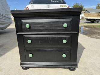 Small Wood Black Rustic Dresser Good Condition