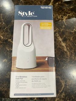 Style Selections 13-in 3-Speed Indoor White Personal Fan