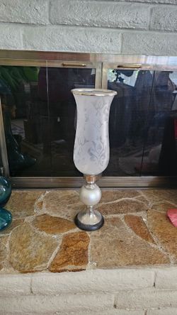 Elegant White and Silver Decorative Hurricane Lamp