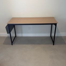 Modern Wood & Black Metal Desk