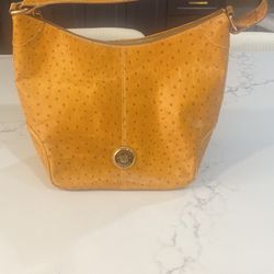 Donney & Bourke Ostrich Hobo Bag Purse Tan Brown Leather