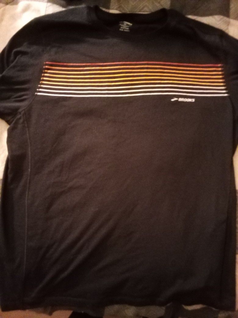 Brooks Running Shirt - Men's XL - Black with Retro Stripes - Barely Used