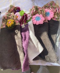 Hand crocheted kitchen towel