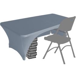 Spandex Table Cover 5 ft, Table Cover Open Back（5Ft,Silver Gray）