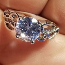 Gorgeous Women's Round Cut Wedding Engagement Promises Ring Size 8