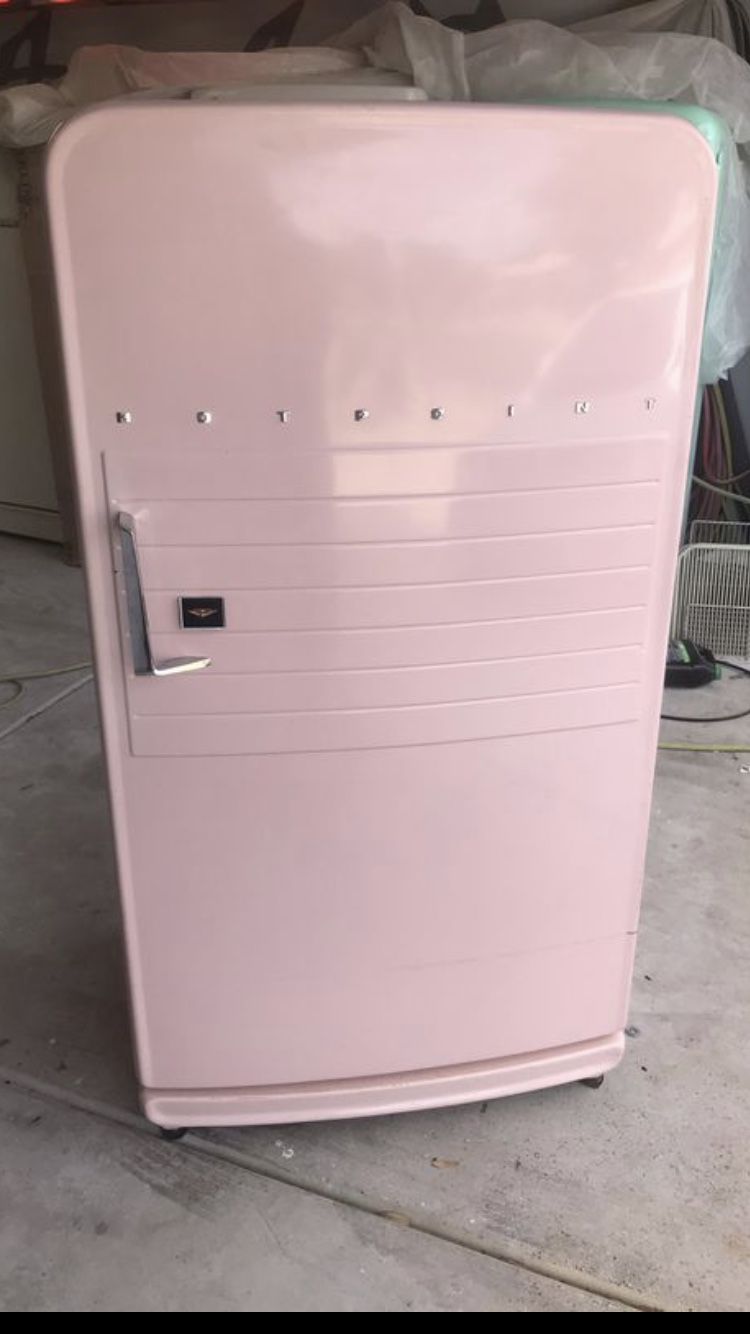 1950s pink vintage refrigerator