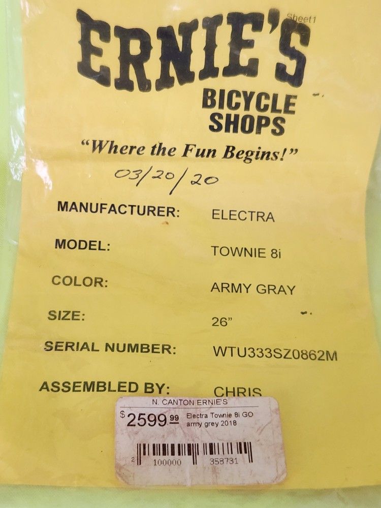 Great Condition 2018 Electra Townie Go 8i Cruiser Comfort Crossover Electric Bicycle.