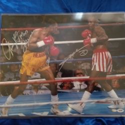 20×20 Suger Ray Vs Tommy Hearns Photo, Buster Douglas & Larry Homes Gloves 