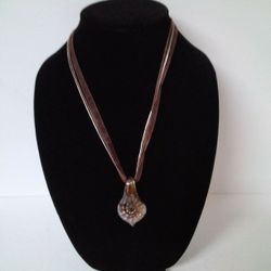 A Nice Necklace With Silver Chain And A Gold Ribbon. Silver Plated .