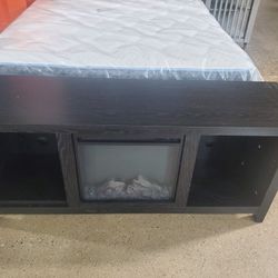 Black Fireplace TV Stand 