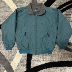 Patagonia Shelled Synchilla Full Zip Jacket USA Made Green Mens Large VTG 1993