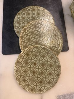3 Handmade Ceramic Trivets, 6" Coasters for Hot Dishes, Turkish Tile Coaster
