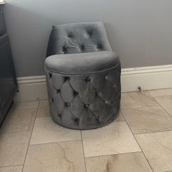 Tufted Gray Lounge Stool / Chair