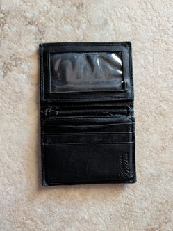 Black Genuine Leather Slim Wallet - Minimalist Bifold
