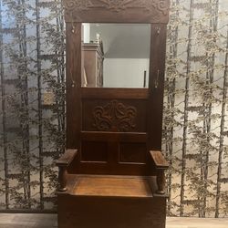 Coat Rack With Mirror And Storage