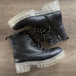 MA ‘91 Punky Lace Up Combat Boots with Clear Sole, EU 39
