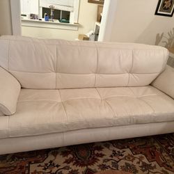 Stylish White Leather Couch