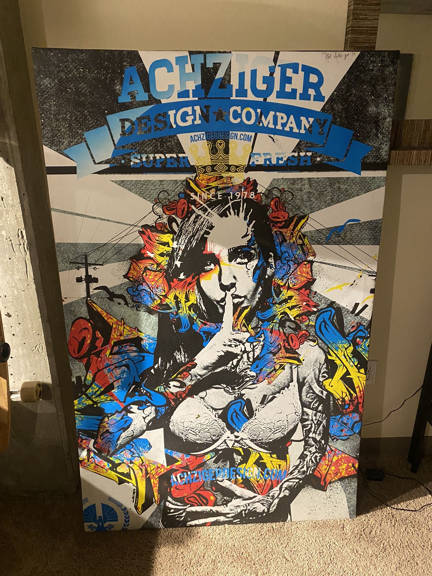 Signed 5’ Tall Achziger Design Company Canvas Print