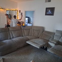 Recliner Sectional-gray 5 Seater