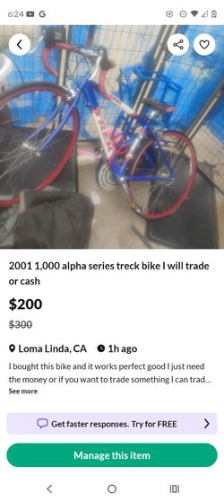 2001 1,000 alpha select aluminum bike pay or trade
