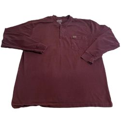 Wrangler Riggs Workwear Shirt Men Large Burgundy Lightweight Casuall Polo Solid