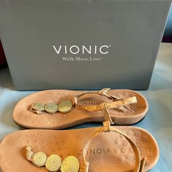 Vionic Lizbeth Gold Cork Sandals - Women’s 