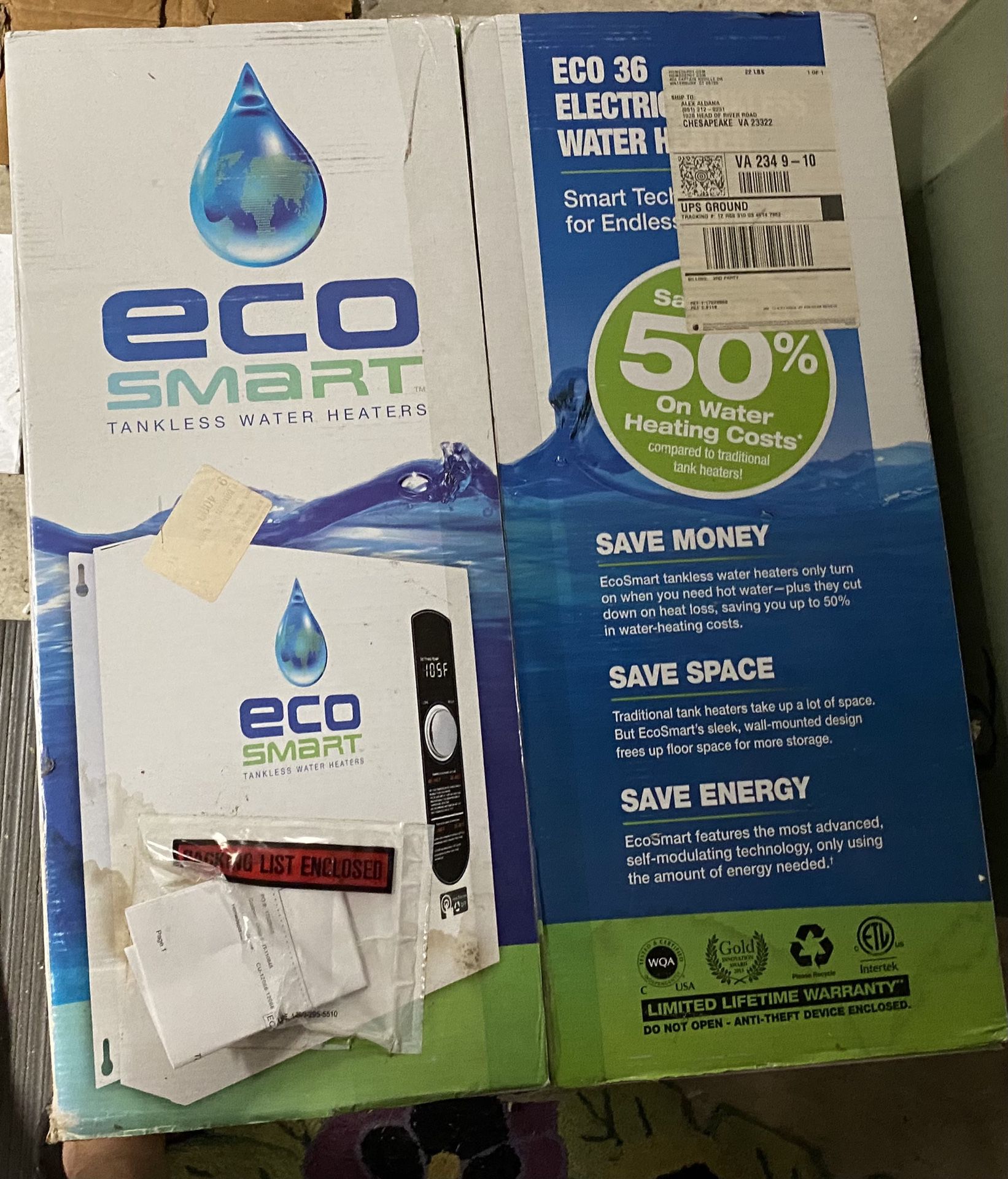EcoSmart 36 electric tankless water heater.