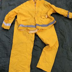yellow polyethylene waterproof rain / storm suit