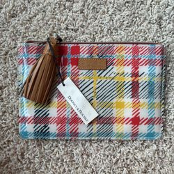 Dooney & Bourke Plaid Tartan Tasseled Clutch NWT